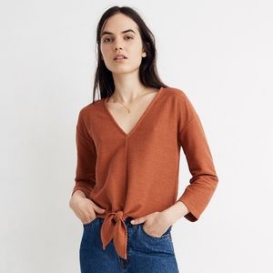 Madewell Texture Thread Long-sleeve Tie-front Top